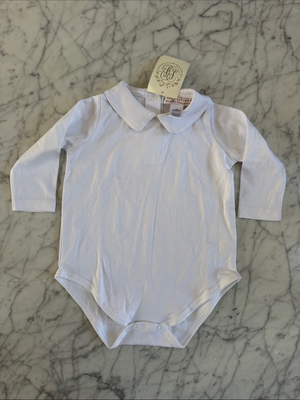 NWT The Beaufort Bonnet Company Peter Pan Collar Onesie Pima Cotton Sz 12-18 Mo
